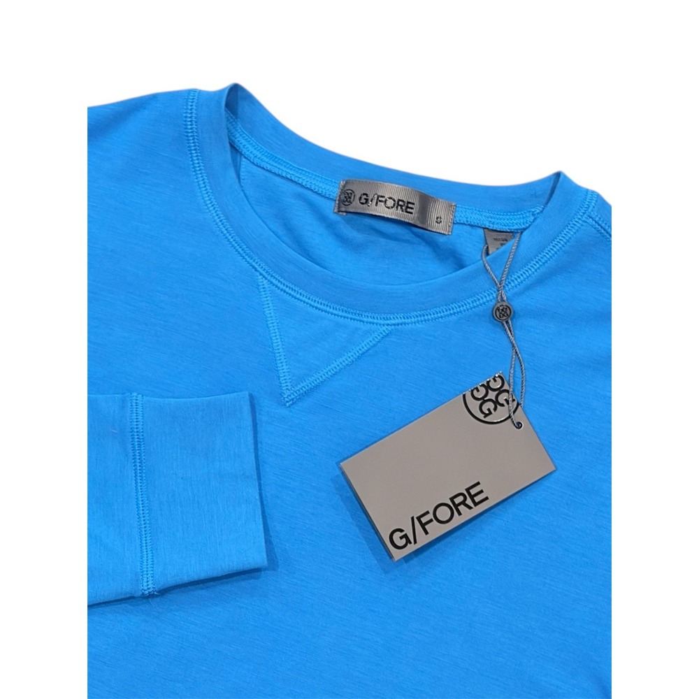 G/FORE Mens Luxe Crewneck Mid Layer Golf Pullover Catalina Blue GMM000007 Small